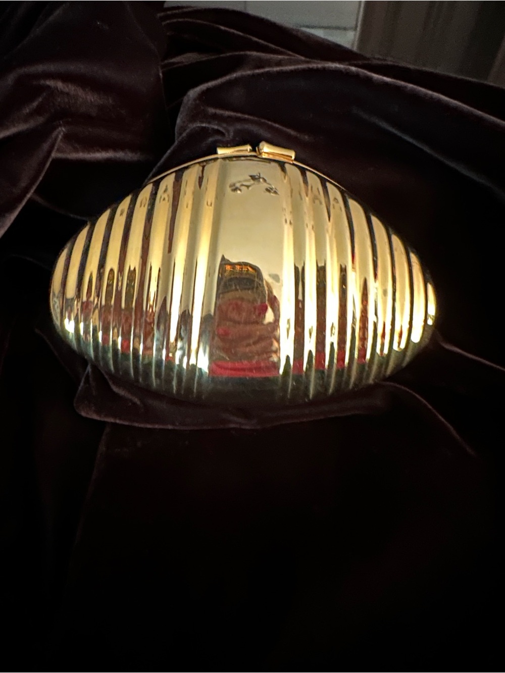 Vintage Gold Metallic Ribbed Minaudiere